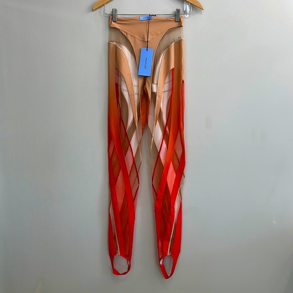 MUGLER Sheer Spiral Stirrup Leggings - Picture 4 of 12